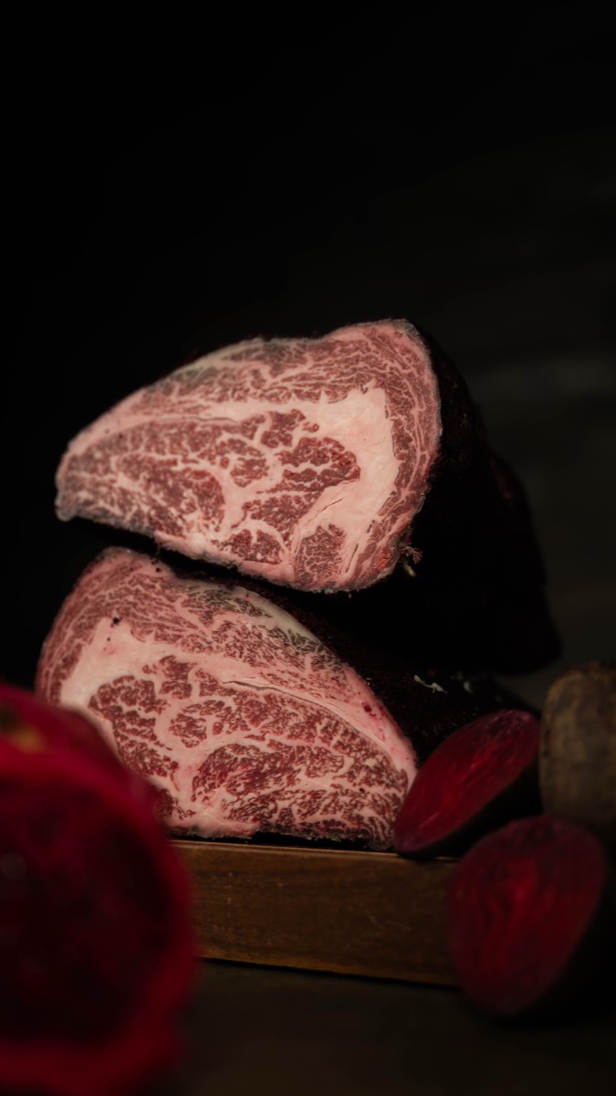 Beetroot and Dragon Fruit dry-aged Fullblood Wagyu at Meatguy Steakhouse Jakarta